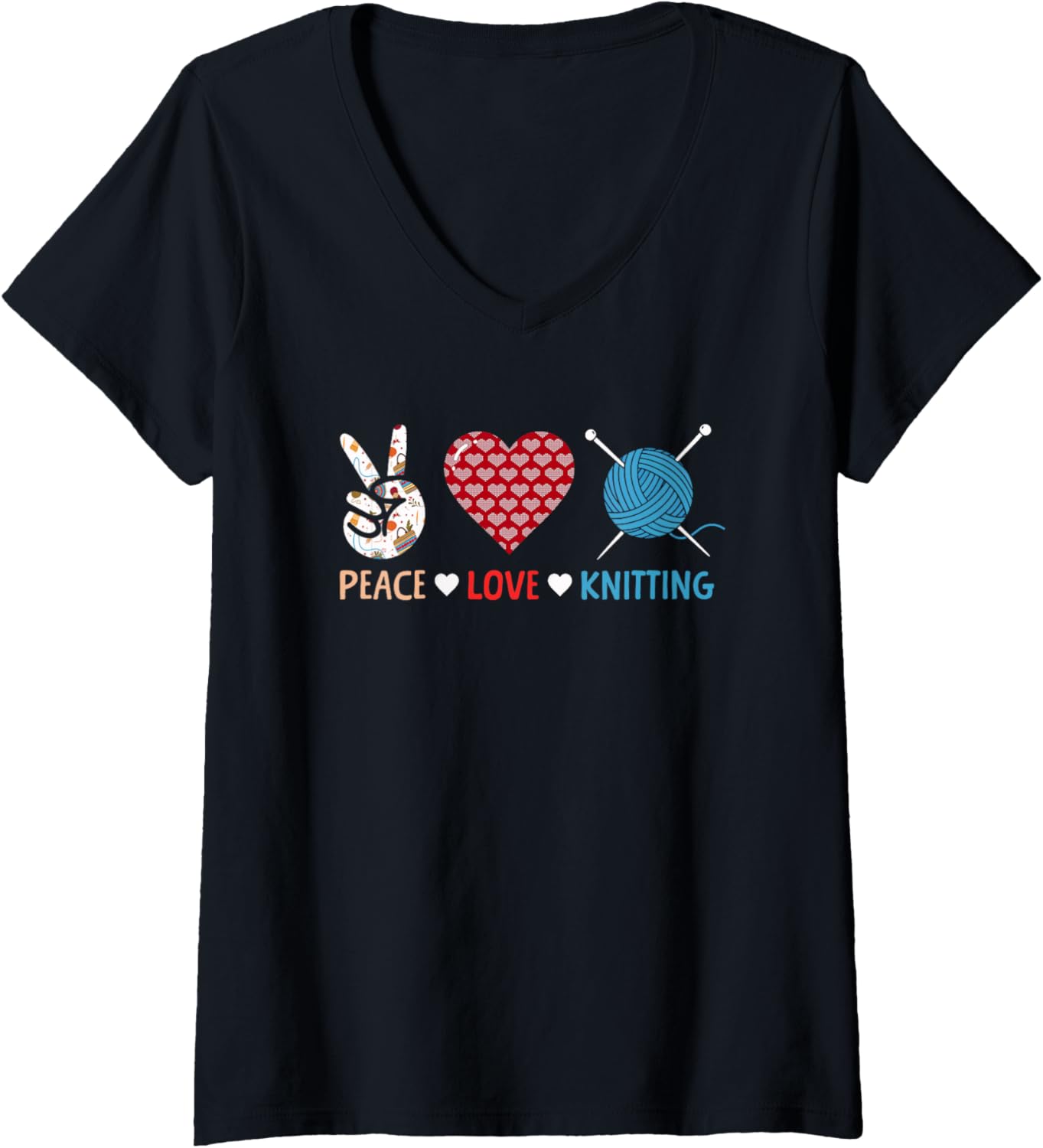 Womens Peace Love Knitting Yarn Needle Craft V-Neck Yarn Supply | Top Rated | High CTR Title