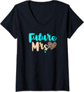 Womens Future Mrs Engagement Couple Her 2021 Wedding Cheetah Heart V Neck Apparel High Search Demand Fan Favorite