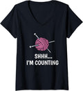 Womens Funny Knitting Saying Knitting Needles Wool Yarn Knit Count V-Neck Yarn Supply | Trending 2025 | High CTR Title