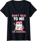 Womens Don't Talk To Me I'm Counting Knitting Yarn Knit Knitter V-Neck Yarn Supply | Top Rated | Perfect for Crafters
