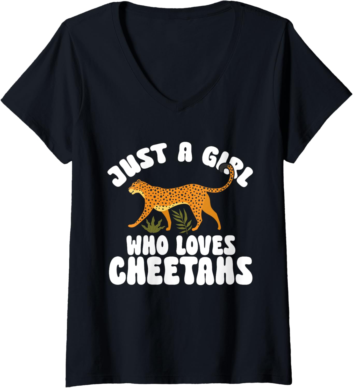 Kids Just A Girl Who Loves Cheetahs Funny V Neck Apparel Trending US Fan Favorite
