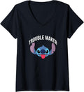 Disney Lilo & Stitch Trouble Maker Stitch Big Face Portrait V-Neck Apparel | Premium Quality | Aesthetic Fit