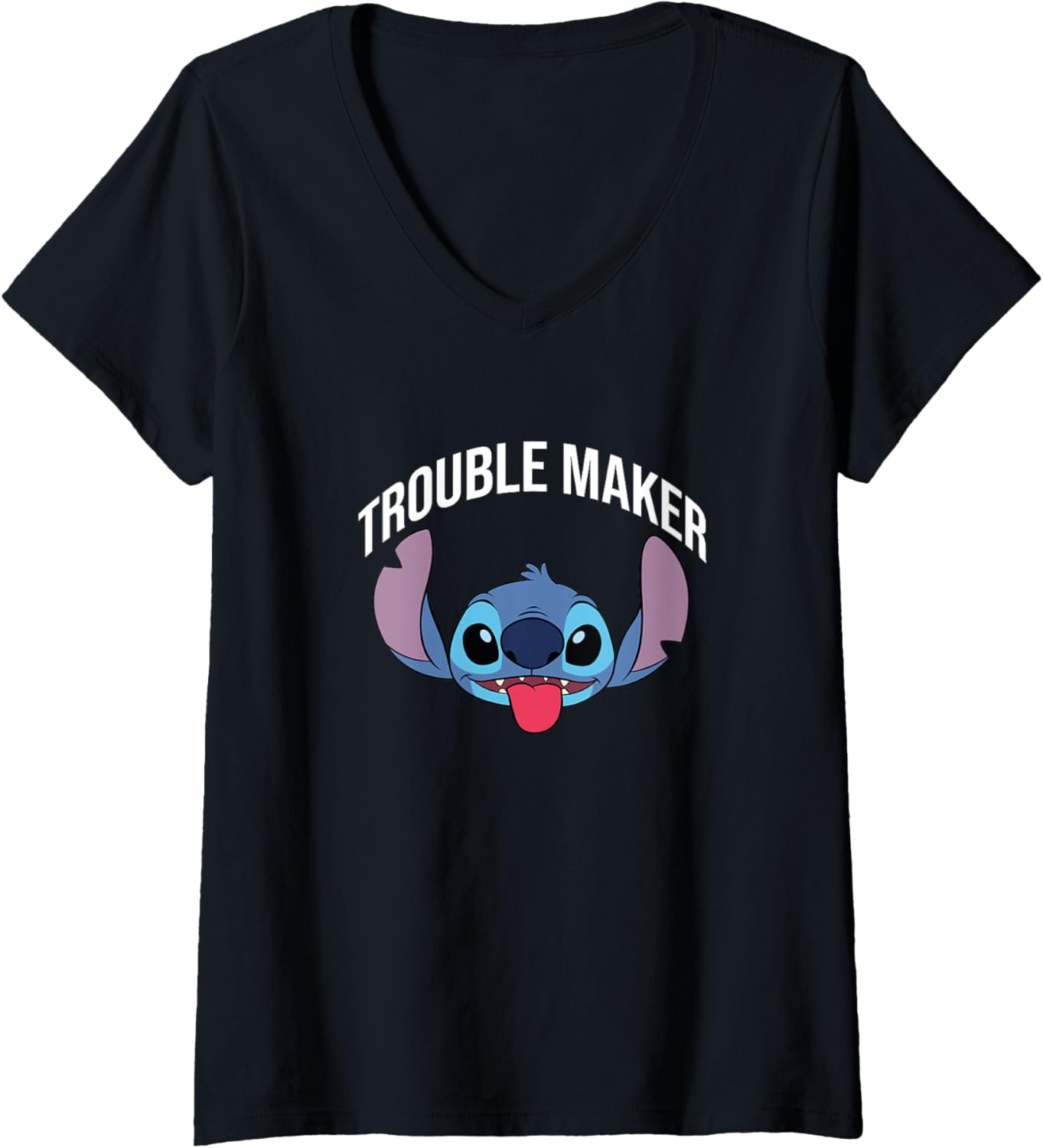 Disney Lilo & Stitch Trouble Maker Stitch Big Face Portrait V-Neck Apparel | Premium Quality | Aesthetic Fit