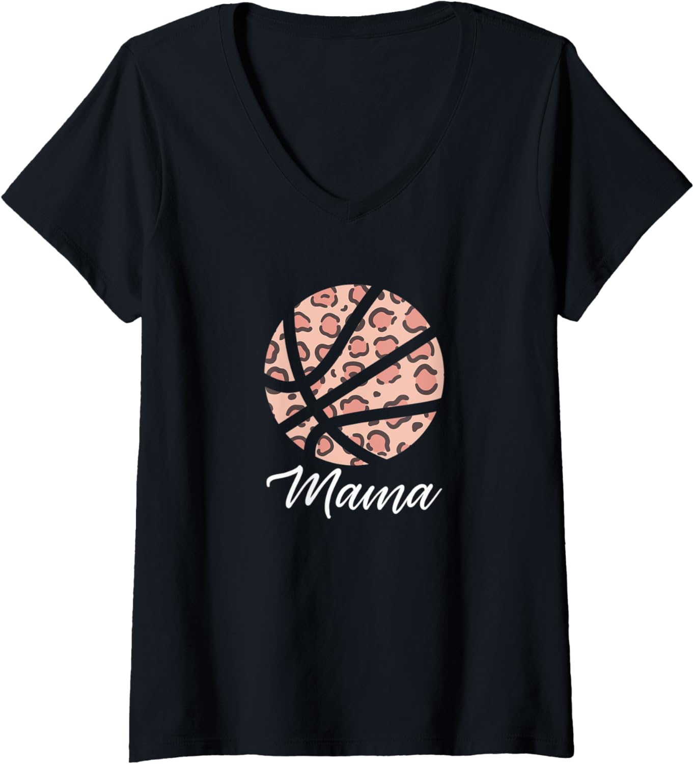 Womens Basketball Mama Cheetah Print Mom Mothers Gift V Neck Apparel Comfort Fit US Top Pick