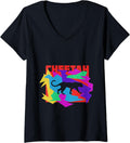 Womens Cheetah Animal Mosaik Puzzle V Neck Apparel Viral TikTok Find Best Seller Look