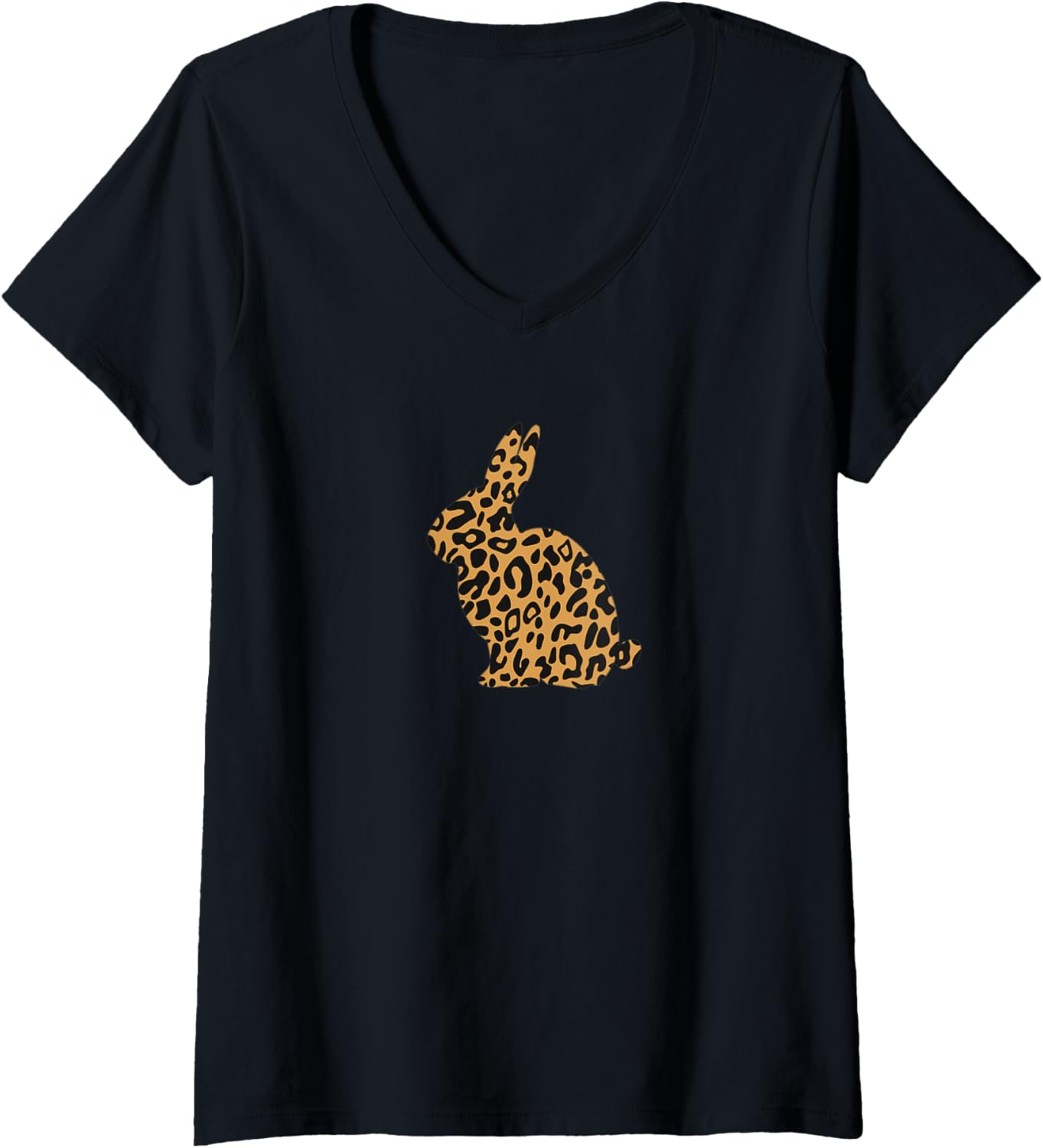 Womens Bunny Leopard Cheetah Print Easter Gift Shirt Tshirt T Shirt V Neck T Shirt Trending US Everyday Wear