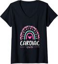 Womens Cardiac Nurse Leopard Rainbow Heart Cheetah Print V Neck Apparel Premium Print US Top Pick