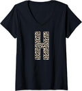 Womens Leopard Print Cheetah Print Animal Print Letter H Cat V Neck Apparel Viral TikTok Find US Top Pick