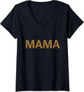Womens Mama Cheetah Leopard Print Mom Mother Gift Cute Fun V Neck Apparel Streetwear Style US Top Pick