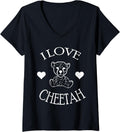 Womens Cheetah I Love Cheetahs Gifts for Zoo and Cheetah Lover V Neck Apparel Premium Print US Top Pick