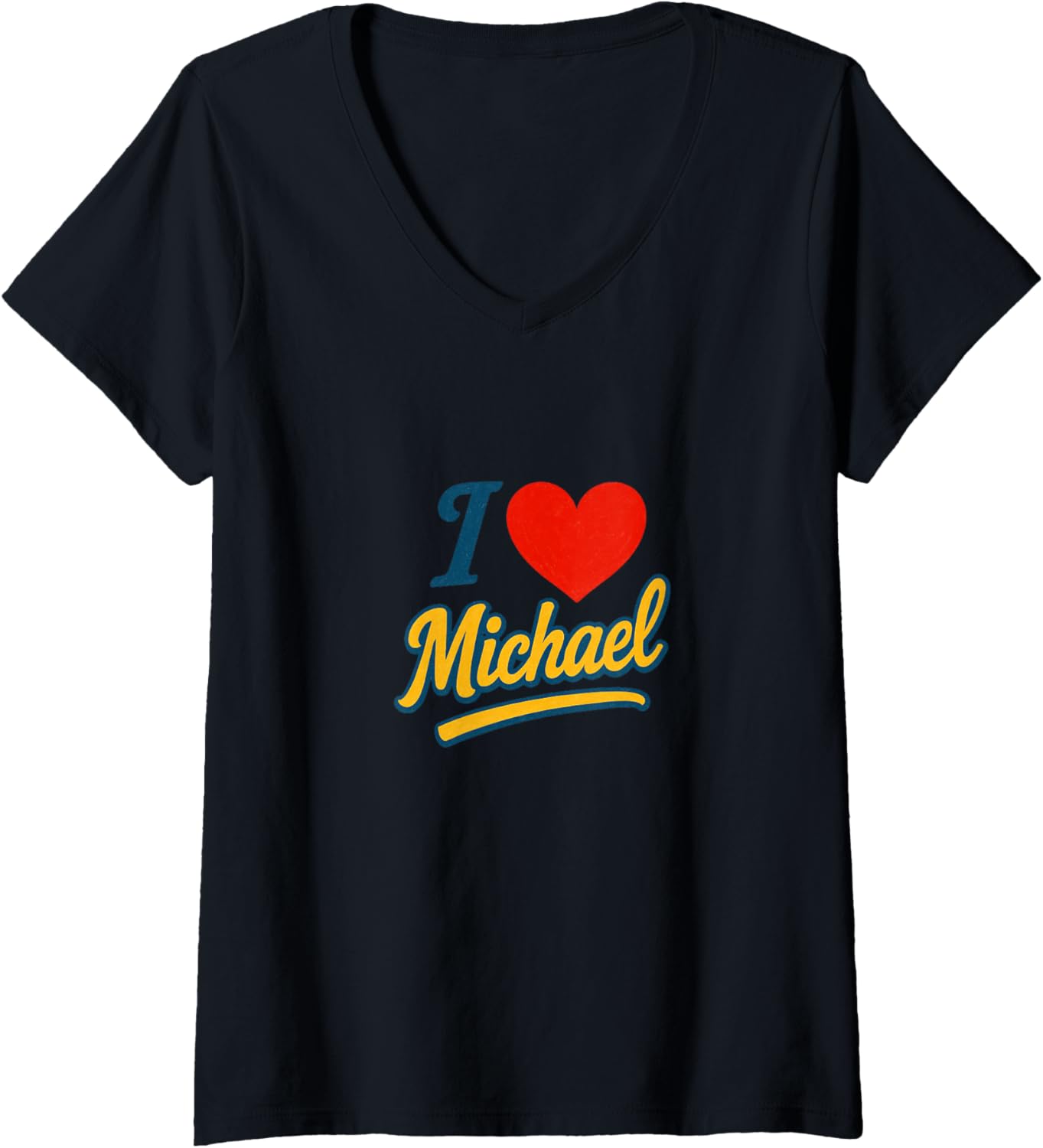 Womens I Love Michael Sweet Personalized Romantic Heart Name Design V-Neck Apparel | Perfect Gift Idea