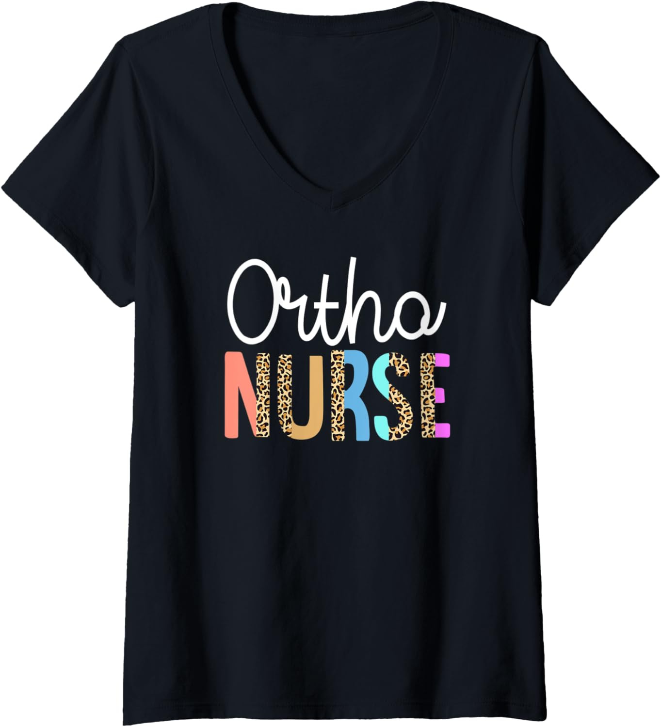 Womens Ortho Nurse Bohemian Cheetah Leopard Print Pattern V Neck Apparel Trending US Everyday Wear