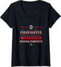 Womens This Firefighter Loves Michael Conforto V-Neck Apparel | Perfect Gift Idea