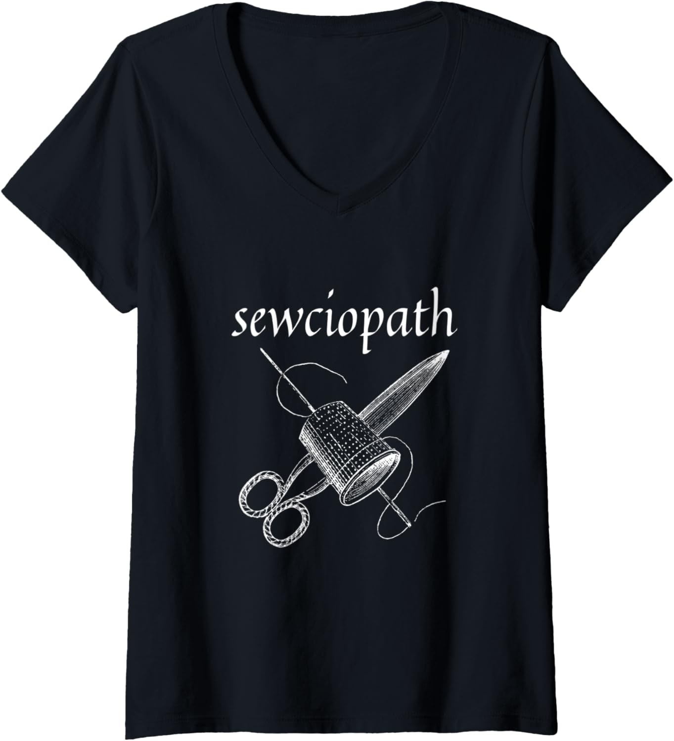 Womens Sewciopath Funny Sewing Yarn Sewist Tools Sew Pun V-Neck Yarn Supply | Trending 2025 | Customer Favorite