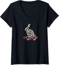 Womens Bunny Leopard Cheetah Print Floral Easter Gift Shirt Tshirt V Neck T Shirt Streetwear Style Fan Favorite