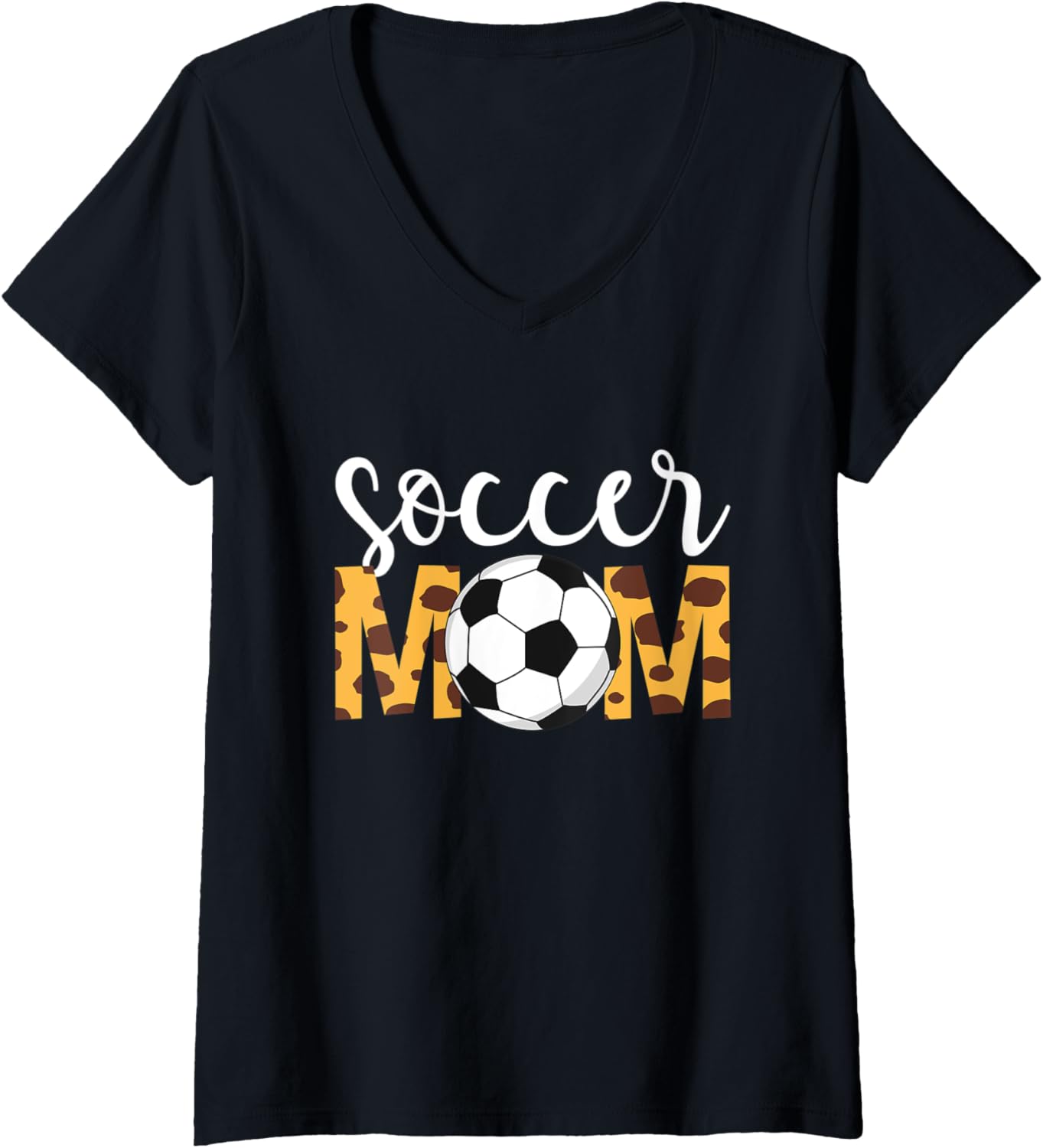 Womens Soccer Mom Mother s Day Youth Cheetah Print Soccer Mom V Neck Apparel Comfort Fit Gift Ready
