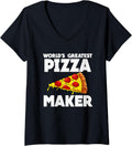 Womens Worlds Greatest Pizza Maker V-Neck Apparel | Best Seller Pick | Perfect Gift Idea