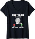 Womens The Yarn Is Calling And I Must Crochet Yarn Knitting V-Neck Yarn Supply | Viral US Pick | Perfect for Crafters