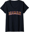 Womens Maman French Mom Mother s Day Leopard Cheetah Print V Neck Apparel Premium Print Hot Right Now