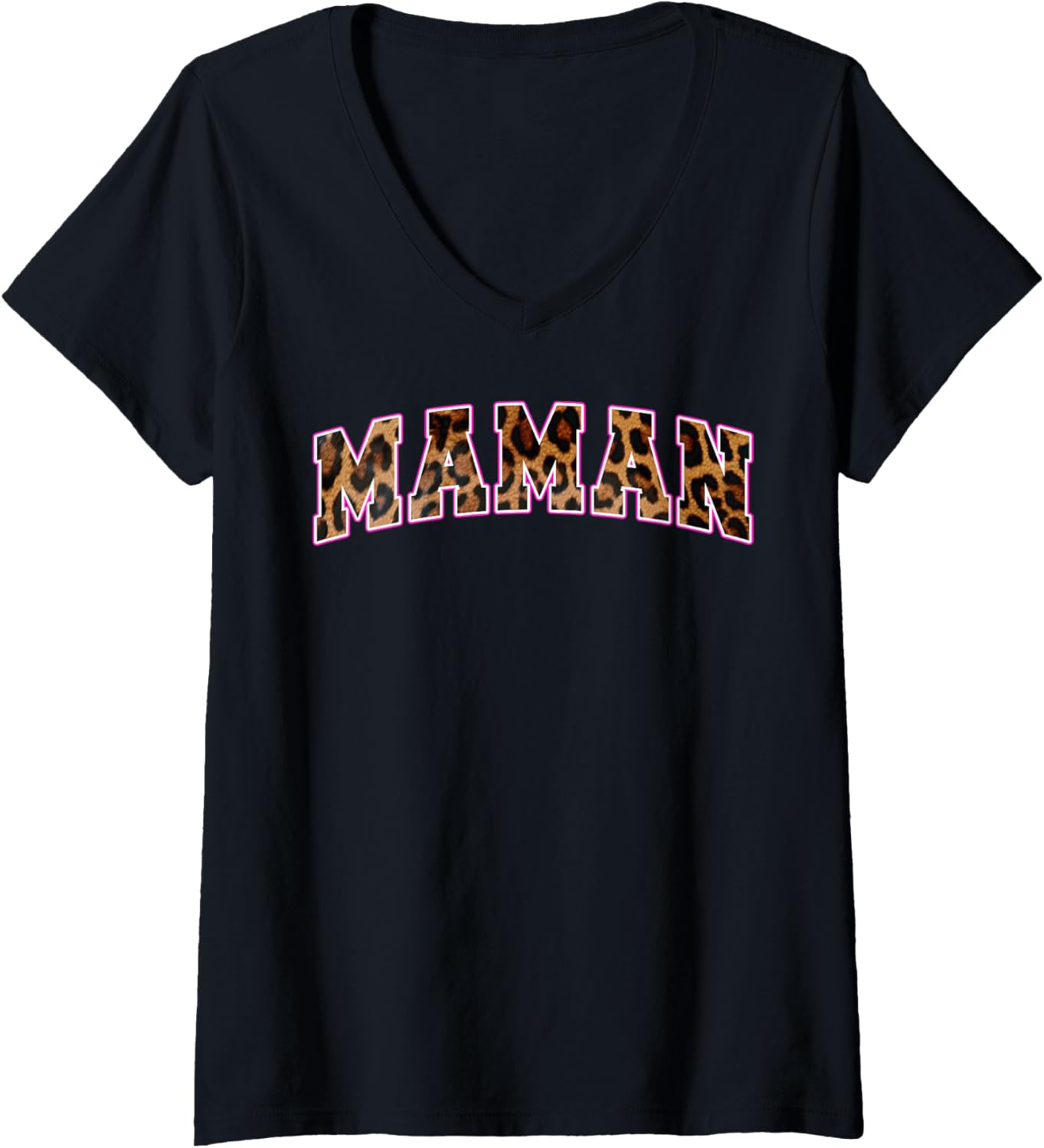 Womens Maman French Mom Mother s Day Leopard Cheetah Print V Neck Apparel Premium Print Hot Right Now