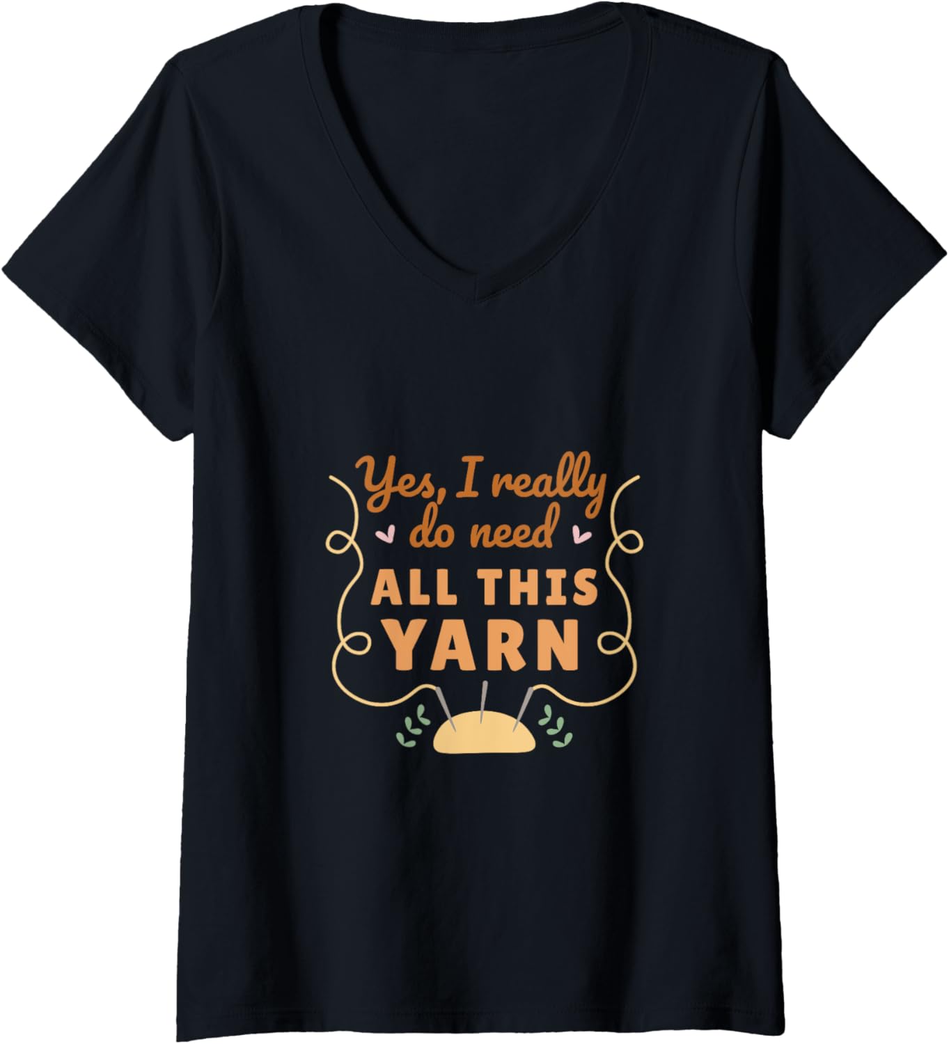 Womens Funny Yarn Lover Knitting Enthusiast Design V-Neck Yarn Supply | Top Rated | Best Seller Choice