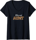 Womens Blessed Aunt Leopard Cheetah Animal Print Proud Auntie Quote V Neck Apparel High Search Demand Best Seller Look