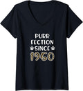 Womens Purrfection Since 1950 71st Birthday Leopard Cheetah Print V Neck Apparel Streetwear Style Fan Favorite