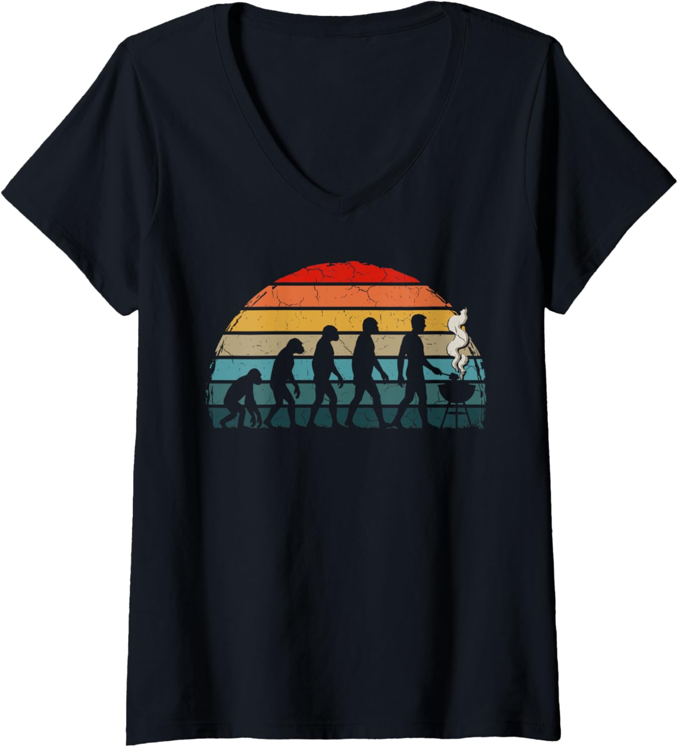 Womens BBQ Evolution Barbecue Grilling BBQ Eater Maker Barbecue V-Neck Apparel | Best Seller Pick | Perfect Gift Idea