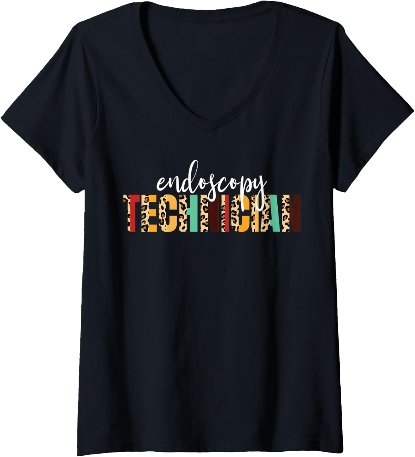 Womens Endoscopy Technician Cheetah Print Endoscopy Technicians V Neck Apparel Trending US Gift Ready