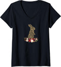 Womens Floral Bunny Rabbit Leopard Cheetah Print Easter Gift Women V Neck Apparel Viral TikTok Find Hot Right Now