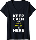 Womens Keep Calm The Belt Maker Is Here V-Neck Apparel | US Viral Style | Comfort Daily Wear