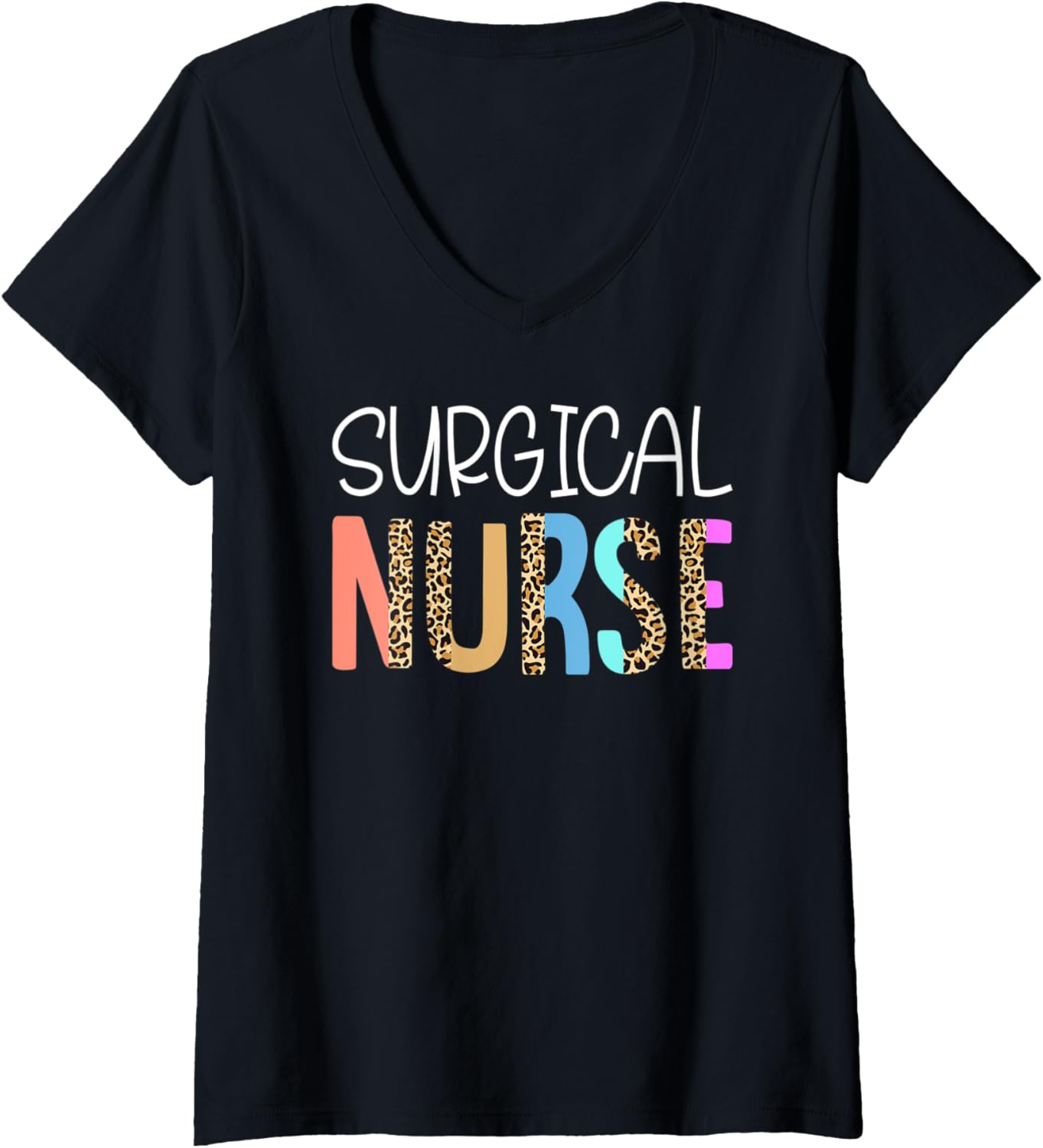 Womens Surgical Nurse Bohemian Cheetah Leopard Print Pattern V Neck Apparel Premium Print Gift Ready