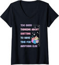 Womens Cute Knitting Yarn Too Busy Thinking About Knitting V-Neck Yarn Supply | Viral US Pick | High CTR Title