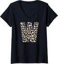 Womens Leopard Print Cheetah Print Animal Print Letter W Cat V Neck Apparel Viral TikTok Find Best Seller Look