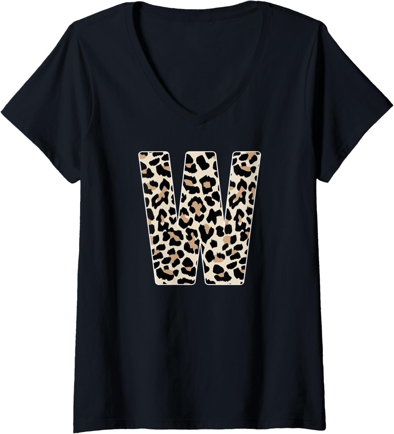 Womens Leopard Print Cheetah Print Animal Print Letter W Cat V Neck Apparel Viral TikTok Find Best Seller Look