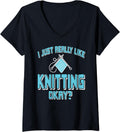 Womens I Just Really Like Knitting Funny Yarn Hobby V-Neck Yarn Supply | Premium Quality | Perfect for Crafters