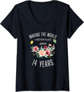 14 Years Old Girl Birthday Making The World A Better Place V-Neck Apparel | Bestseller Style | High CTR Boost
