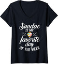 Womens Sundae is my favorite day of the Week Ice Cream V-Neck Apparel | US Viral Style | Comfort Daily Wear