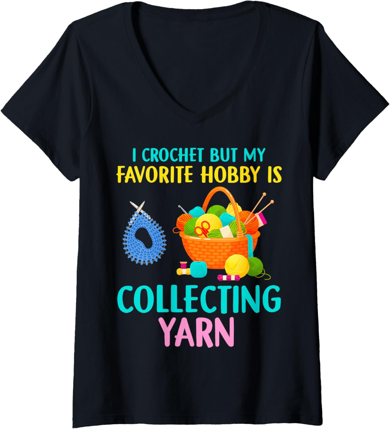 Womens Funny Crochet & Yarn Hoarder Lover Knitting For Crocheting V-Neck Yarn Supply | Premium Quality | Perfect for ...