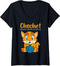 Womens Crochet Because Murder Is Wrong Crocheting Lover Yarn Dealer V-Neck Yarn Supply | Trending 2025 | High CTR Title
