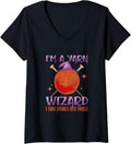 Womens Yarn Wizard I Turn It Into Things Weaving Yarn V-Neck Yarn Supply | Viral US Pick | Perfect for Crafters