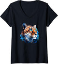 Womens Cheetah Blue Colorful V Neck Apparel Viral TikTok Find Best Seller Look