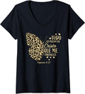 Womens Christian Spanish Bible Verse Cheetah Print Butterfly Lovers V Neck Apparel Streetwear Style Hot Right Now