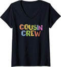 Womens Funny COUSIN CREW Leopard Print Family Summer Camp 2022 Crew V Neck Apparel High Search Demand Gift Ready