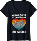 Womens Yarn Collection YARNOLOGIST Wool Retro Funny Yarn Collector V-Neck Yarn Supply | Premium Quality | Perfect for...