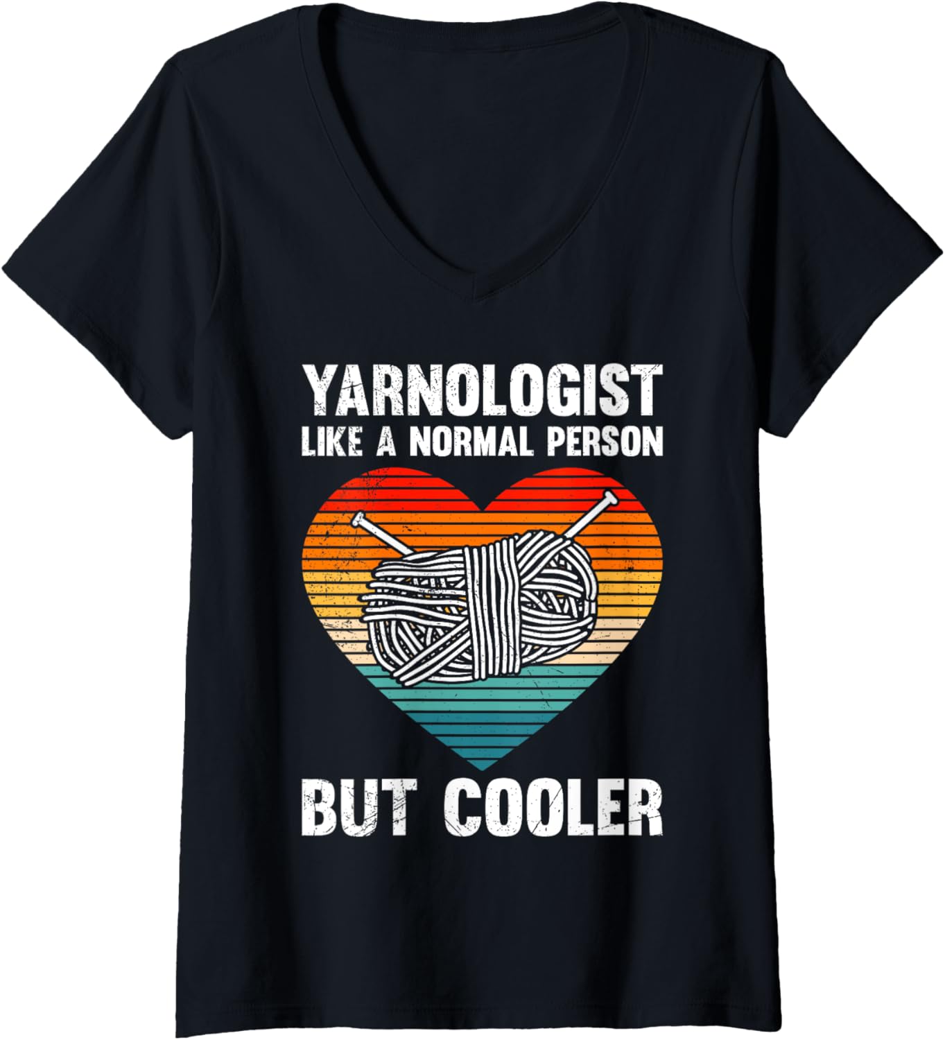 Womens Yarn Collection YARNOLOGIST Wool Retro Funny Yarn Collector V-Neck Yarn Supply | Premium Quality | Perfect for...