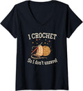 Womens I Crochet So I Don u2019t Unravel Save A Life Send Yarn Fun V-Neck Yarn Supply | Top Rated | High CTR Title