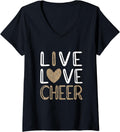 Womens Funny Cheerleading Girls Leopard Cheetah Print Love Cheer V Neck Apparel Streetwear Style Hot Right Now