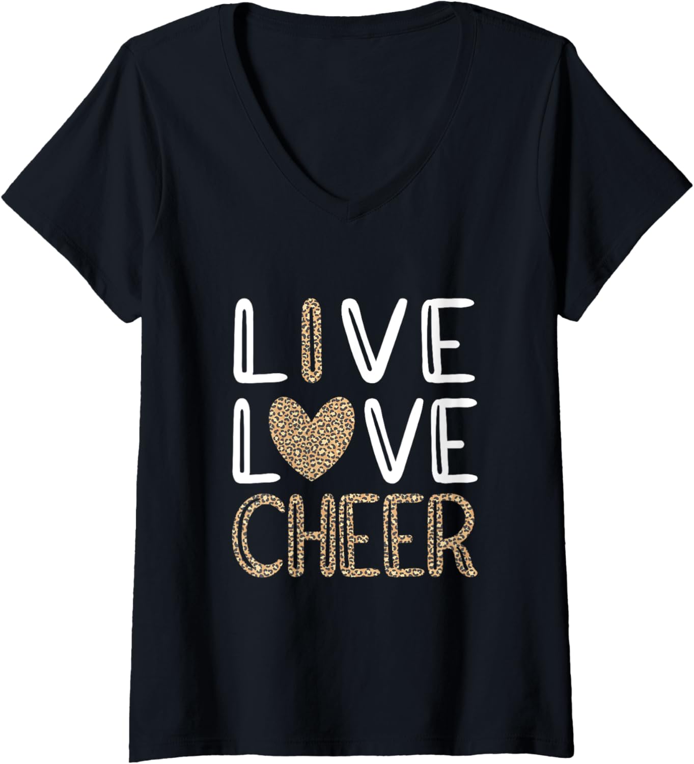Womens Funny Cheerleading Girls Leopard Cheetah Print Love Cheer V Neck Apparel Streetwear Style Hot Right Now