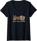 Womens Peace Love All Things Cheetah Tshirt Leopard Print Clothes V Neck T Shirt Trending US Fan Favorite